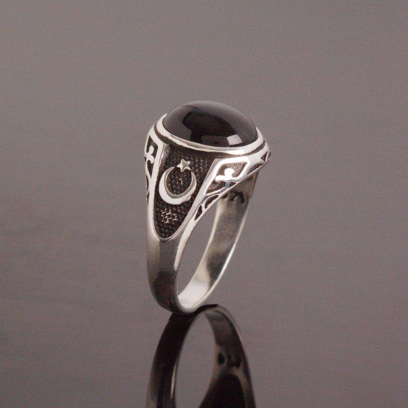 925 Sterling Black Onyx Stone Moon Star Patterned Silver Ring Fashion Turkish Quality Handmade Jawelery
925 Sterling Black Onyx Stone Moon Star Patterned Silver Ring Fashion Turkish Quality Handmade Jawelery