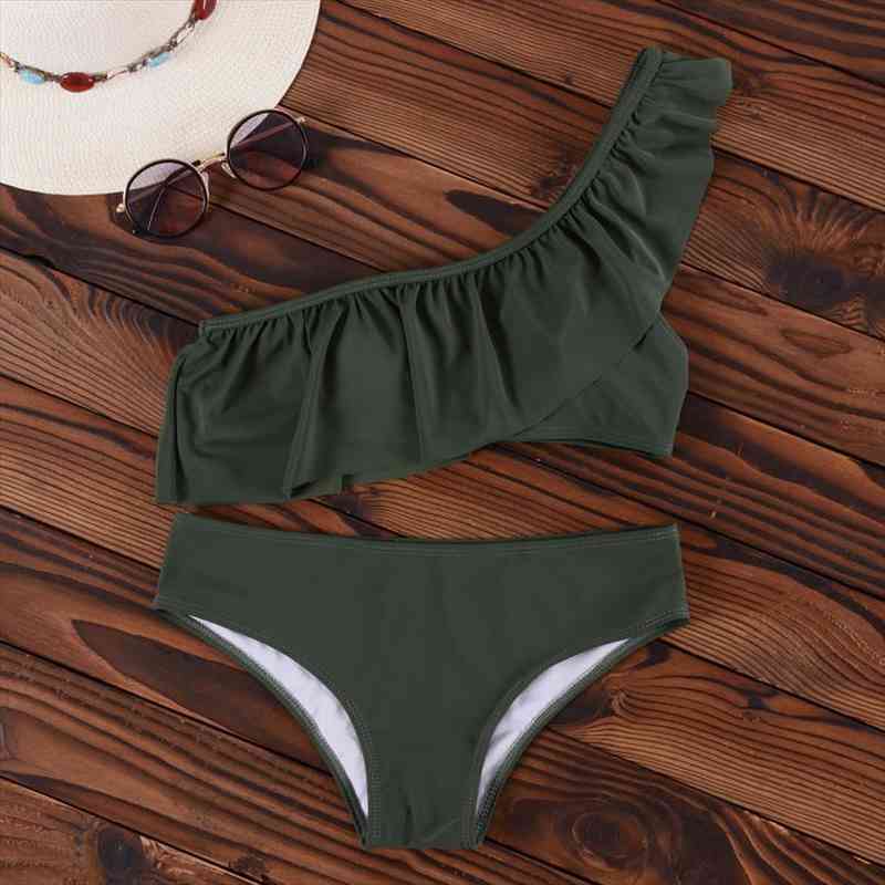 bikinis one shoulder women solid swimming suit for swimsuit ruffle swimwearwomen biquini beachwear, White;black
bikinis one shoulder women solid swimming suit for swimsuit ruffle swimwearwomen biquini beachwear, White;black
