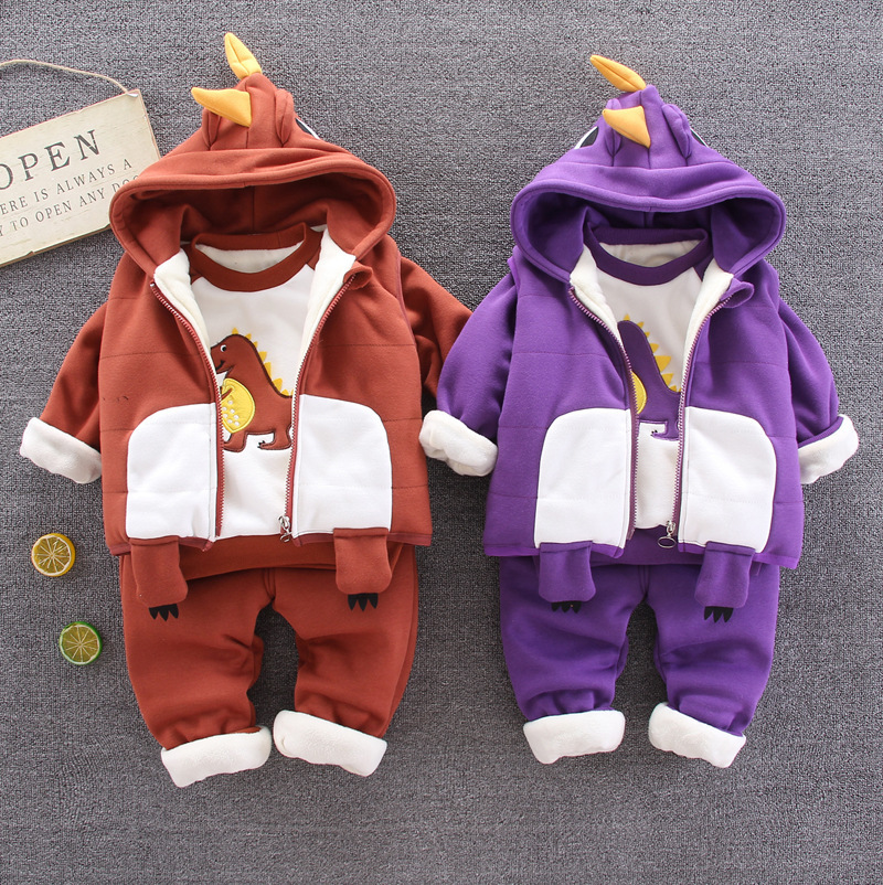 Baby Boys Girls Christmas winter Warm WaistCoat + Sweatshirt + Pants 3Pcs plus velvet Infant Toddler Kids Children Sports Suit LJ200916