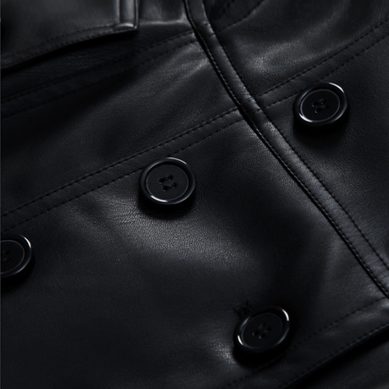 Nerazzurri British style leather trench coat for women long sleeve lapel Womens fashion Slim fit soft faux leather blazer 201226