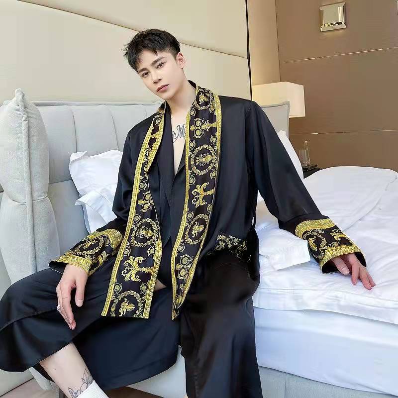 Men's Jackets Men Silk Sleepwear Nightgown Casual Kimono Bathrobe Light Luxury Retro Windbreaker Male Loose Home Wear Pajamas Style Jacket M--XL565, Black
Men's Jackets Men Silk Sleepwear Nightgown Casual Kimono Bathrobe Light Luxury Retro Windbreaker Male Loose Home Wear Pajamas Style Jacket M--XL565, Black