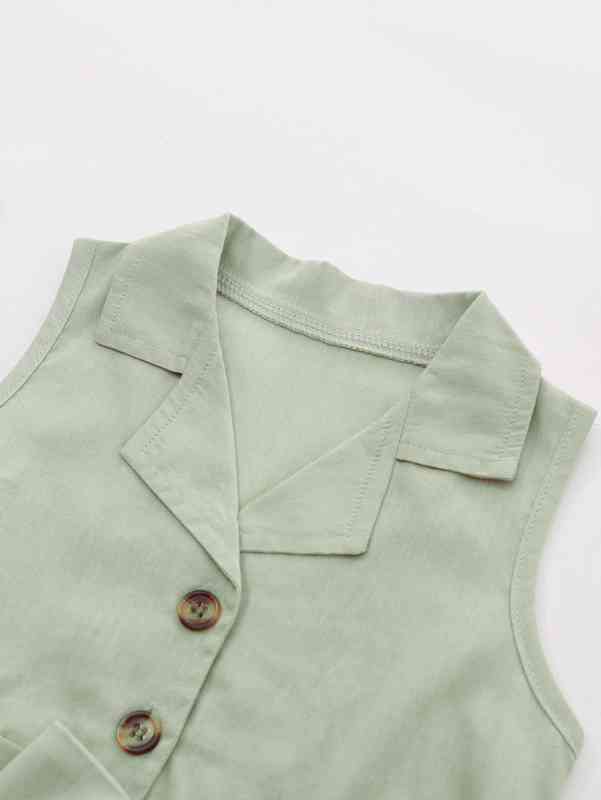 Baby Girl Half Button Belted Romper SHE