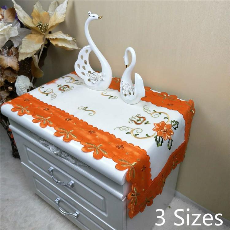 Square Modern Luxury Satin Embroidered Lace Tablecloth Dining Table Cloth Coffee Mat Pad Home Kitchen Wedding Banquet Decoration, Orange 
Square Modern Luxury Satin Embroidered Lace Tablecloth Dining Table Cloth Coffee Mat Pad Home Kitchen Wedding Banquet Decoration, Orange