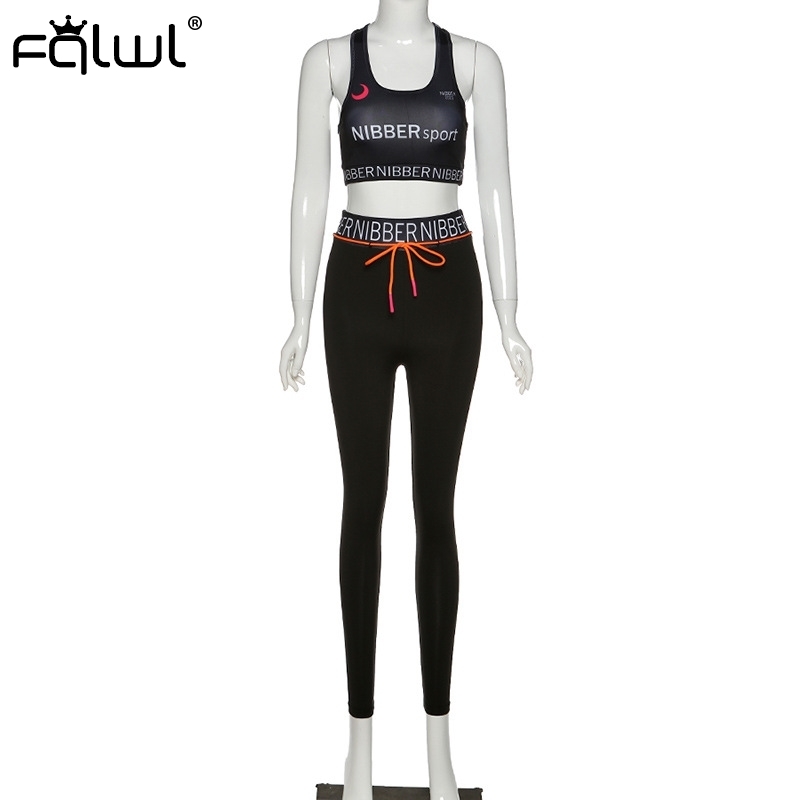 FQLWL Two 2 Piece Set Women Sweatsuits Sportswear Summer Outfits Ladies Tracksuit Women Crop Top Female Leggings Matching Sets T200825