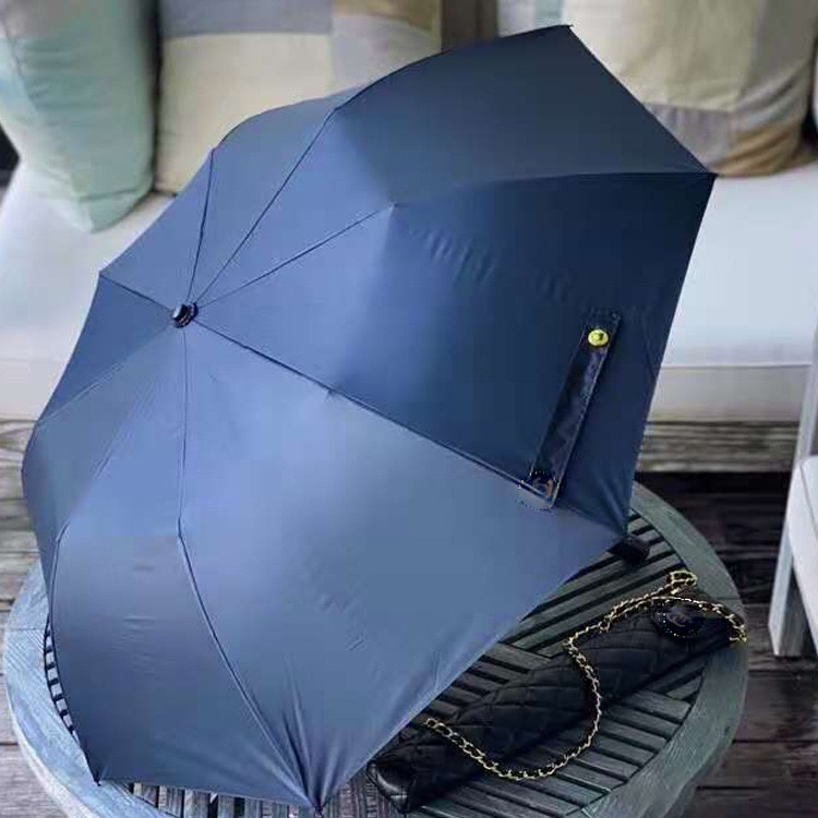 NEW Classic black Long Umbrella folding For Women summer Fold Fashion Umbrella Rain Umbrella VIP gift with PU case gift packing