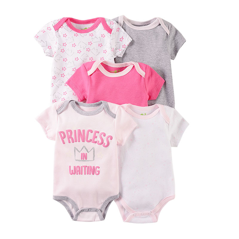5 Pieces/lot Newborn Baby Rompers Overall Cotton Summer Roupas de bebe Rainbow Printing Baby Boy Clothes Infant Girl Jumpsuit Y1221