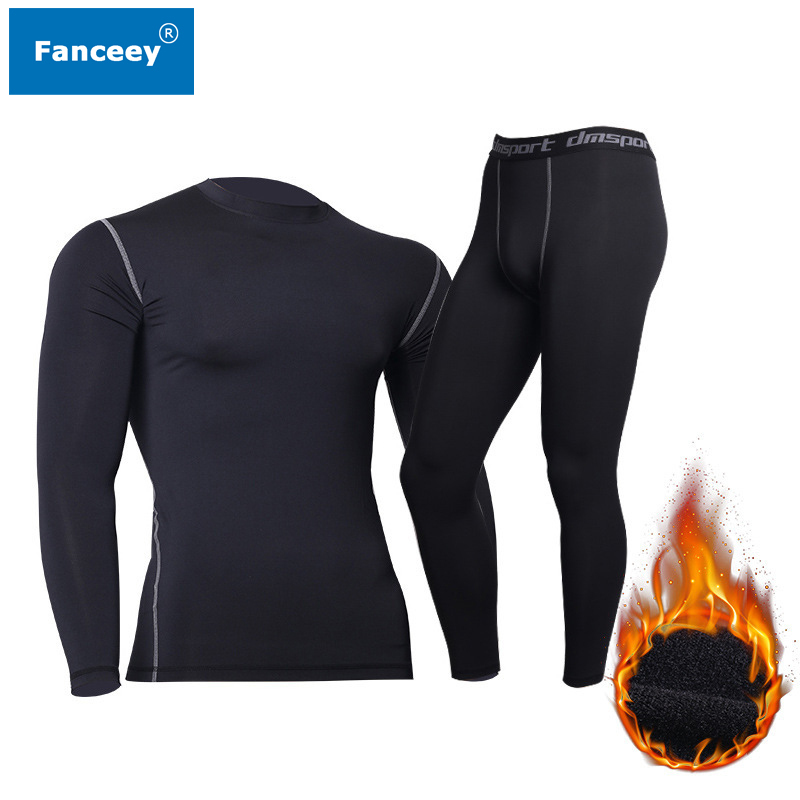 Fanceey Winter Thermal Underwear Men Keep Warm Long Johns Men Fitness Compression Underwear Thermo Undershirts Leggings Fleece 201023