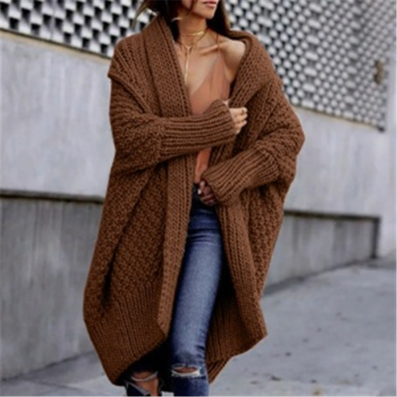Winter Solid Long Sleeve Knitwear Turndown Collar Women Casual Knitted Sweater Overcoats Cardigans Autumn Coats for Female Coat T200828
