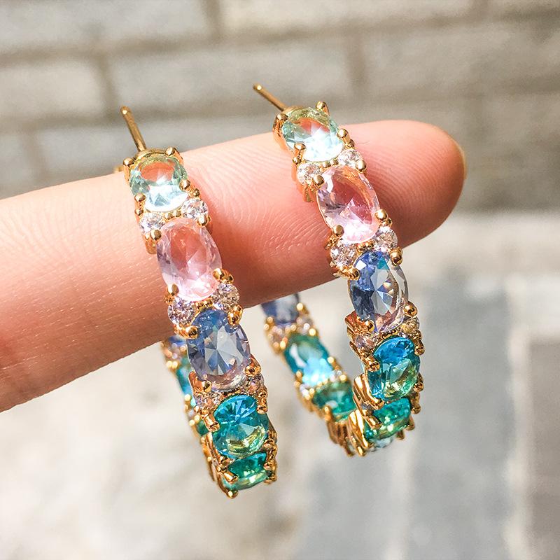 Colorful Large Round Hoop Earring Pave Multi Colorful Cubic Zirconia Vintage Clear Crystal Glass Earrings Women Fashion Jewelry
Colorful Large Round Hoop Earring Pave Multi Colorful Cubic Zirconia Vintage Clear Crystal Glass Earrings Women Fashion Jewelry
