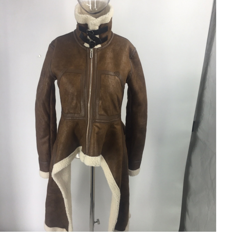 DEAT New Fashion Zipper Irregular PU Cotton Clothing Trendy Winter Hot Sale Long Section Personality Clothes Coat BE285 201217