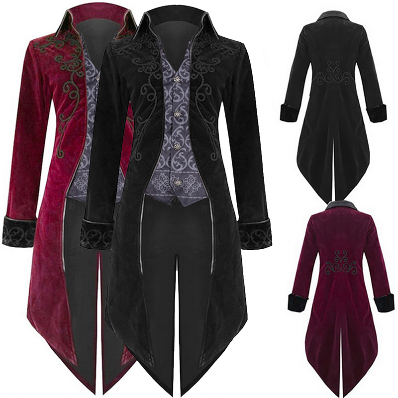 NEW Mens Cosplay Costume Party Vintage Royal Style Trench Coats Retro Gothic Steampunk Man Long Coats Gentlemen Costume 201120