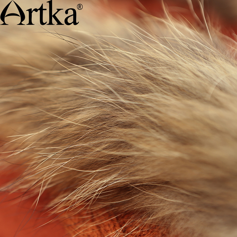 ARTKA Women's Winter Parkas Raccoon Fur Hooded Winter Jacket For Women Lantern Sleeve Thick Warm Long Coat With Belt MA10152D 201125
