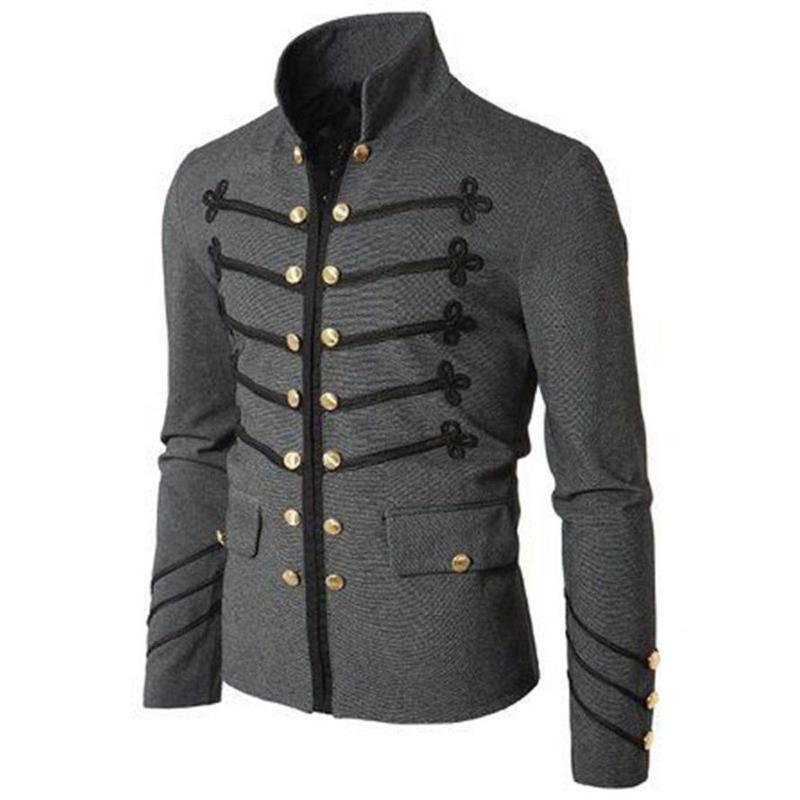 Fashion men's jacket autumn mens Gothic Jackets Western retro style Double-breasted coats male Solid color Stand collar Cardigan, Black
Fashion men's jacket autumn mens Gothic Jackets Western retro style Double-breasted coats male Solid color Stand collar Cardigan, Black