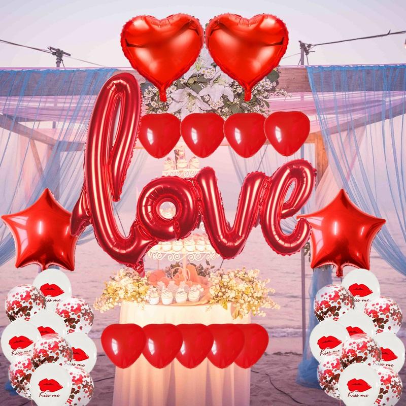 Red Love Letter Foil Balloons Heart Balloon for Engagement Wedding Decoration Valentines Day Party Decor