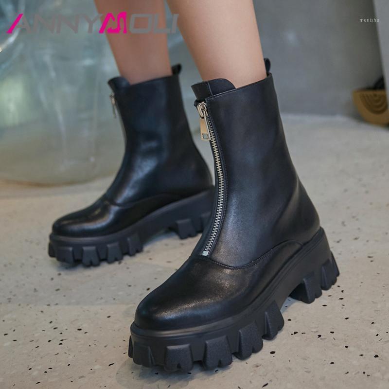 ANNYMOLI Real Leather Platform High Heel Mid-Calf Boots Motorcycle Boots Women Shoes Zip Thick Heels Lady Autumn Winter 401, Black synthetic lin
ANNYMOLI Real Leather Platform High Heel Mid-Calf Boots Motorcycle Boots Women Shoes Zip Thick Heels Lady Autumn Winter 401, Black synthetic lin
