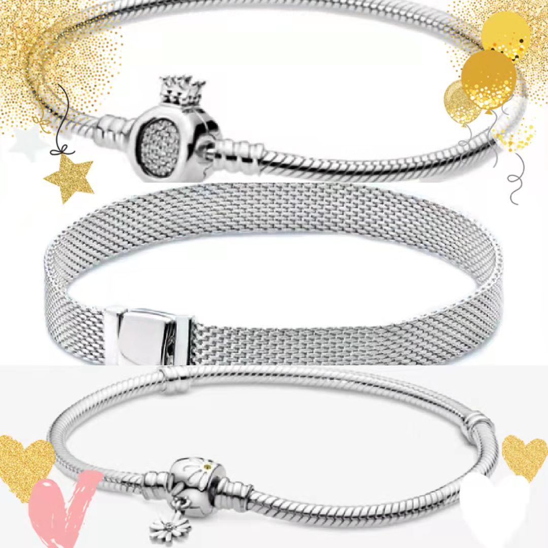 Women Mesh Charm Bracelets 925 Silver beaded strands Top Quality Luxury Designer Fine Jewelry Fit Pandora Beads Charms European Style Lady Gift With Original Box
Women Mesh Charm Bracelets 925 Silver beaded strands Top Quality Luxury Designer Fine Jewelry Fit Pandora Beads Charms European Style Lady Gift With Original Box