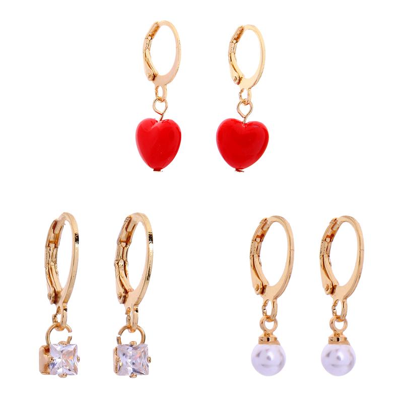 kissme Three Pairs One Set Red Acrylic Heart Imitation Pearl Crystal Drop Earrings For Women Gifts Gold Color Fashion Jewelry
kissme Three Pairs One Set Red Acrylic Heart Imitation Pearl Crystal Drop Earrings For Women Gifts Gold Color Fashion Jewelry