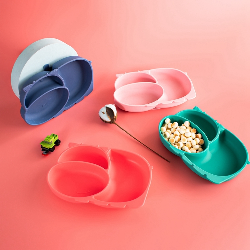 Cow Silicone Baby Feeding Silicone Plate Kids Bowl For Breakfast Nursning Feeding Tableware Set With Spoon Fork Set LJ201221