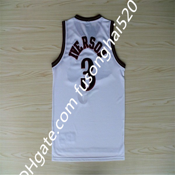 Best-selling Allen Iverson Jersey 3 Allen Iverson White Black Red Rainbow Blue Split 10 Anniversary JerseyEmbroider Logo Fast Shipping