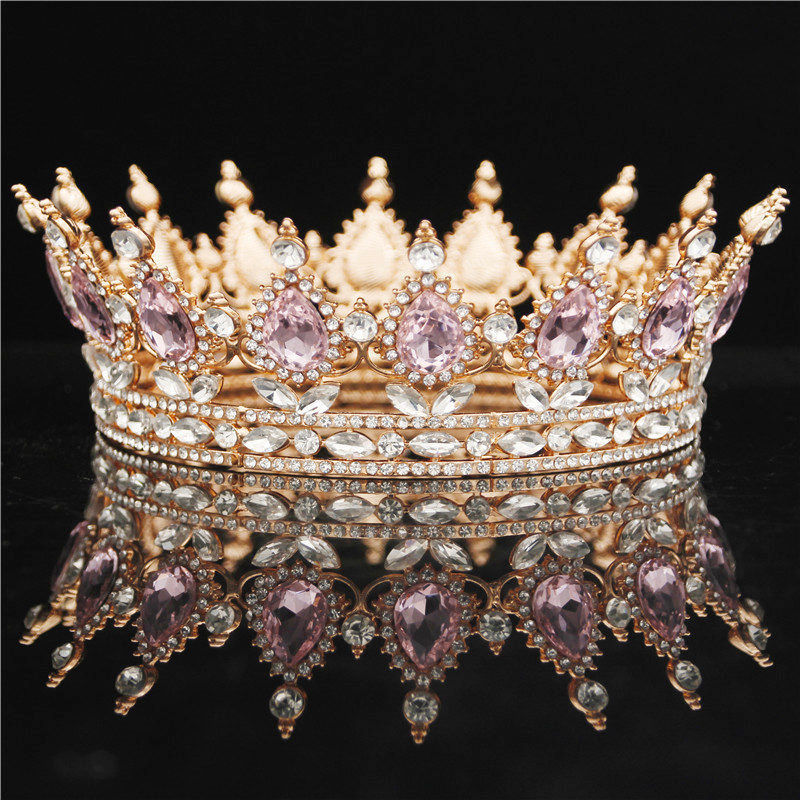 Round Bride Crown Diadem Women Headdress Royal Queen King Tiaras and Crowns Prom Pageant Wedding Hair Jewelry Accessories T200110