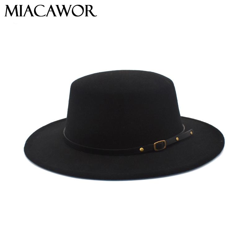 Wide Brim Hats MIACAWOR Classic Solid Color Fedora Hat Women Wool Flat Top Bowler Man Jazz Cap Elegant Lady P21, Black
Wide Brim Hats MIACAWOR Classic Solid Color Fedora Hat Women Wool Flat Top Bowler Man Jazz Cap Elegant Lady P21, Black