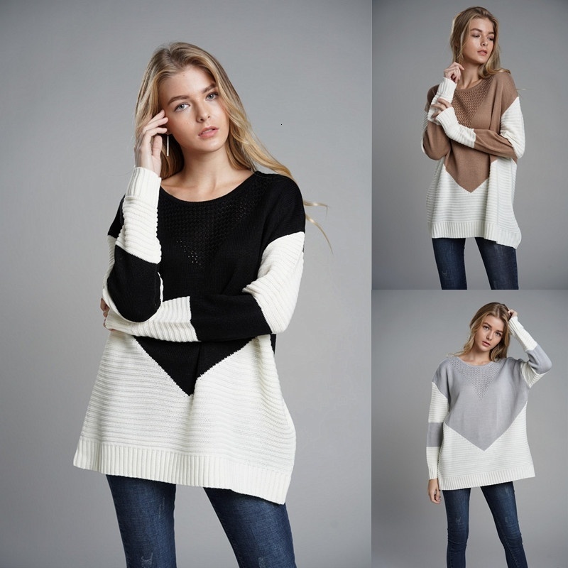 2021 New Women Crewneck Loose Jumper Top Autumn Winter Patchwork Long Casual Knitted Pullovers Sweater Yhsd, Black
2021 New Women Crewneck Loose Jumper Top Autumn Winter Patchwork Long Casual Knitted Pullovers Sweater Yhsd, Black