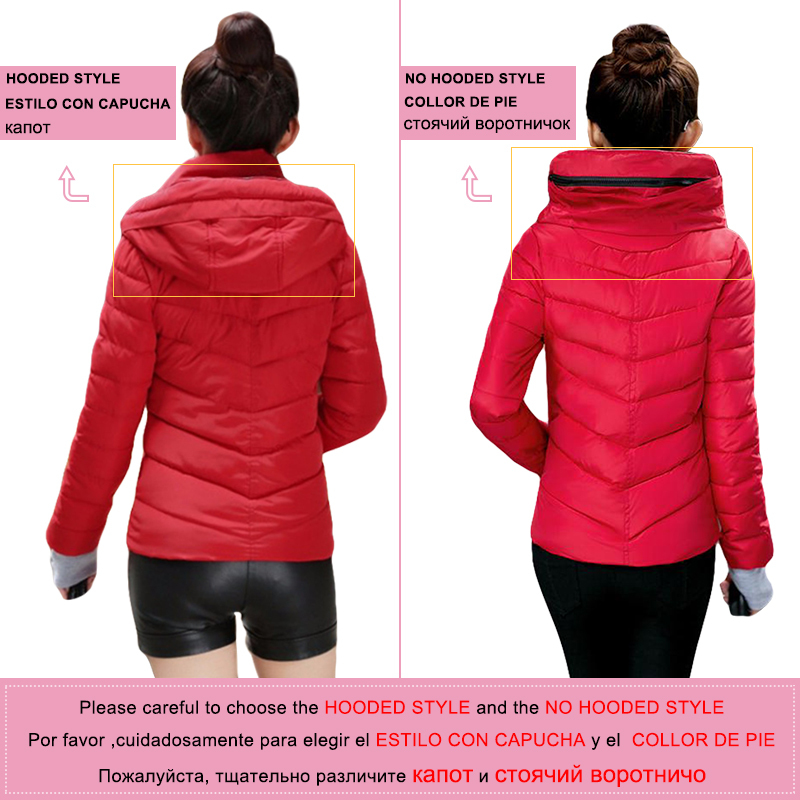 Autumn Winter Jacket Women Plus Size Womens Parkas Thick Outerwear Solid Hooded Coats Short Female Slim Cotton Padded Basic Tops