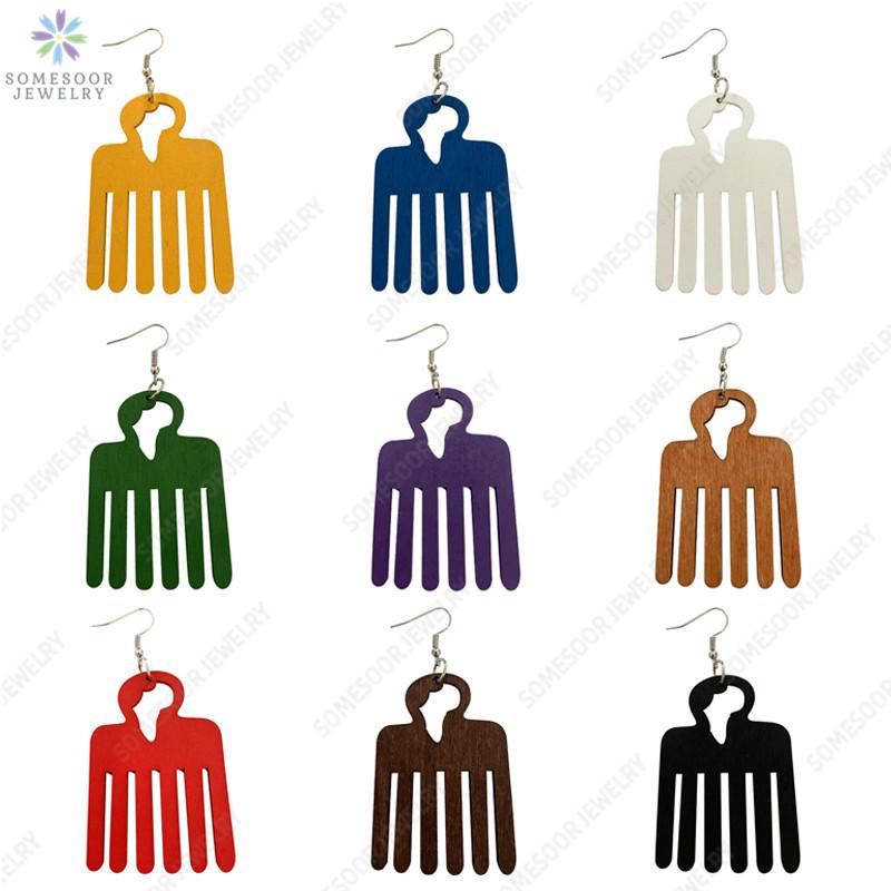 SOMESOOR Colorful Afro Comb Wooden Drop Earrings With African Map Cutting Ethnic Loops Pendant Dangle Jewelry For Women Gifts
SOMESOOR Colorful Afro Comb Wooden Drop Earrings With African Map Cutting Ethnic Loops Pendant Dangle Jewelry For Women Gifts