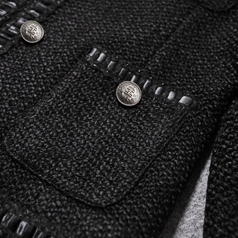 Black tweed women jacket spring / autumn / winter woolen coat new Wool classic jacket Ladies 201014