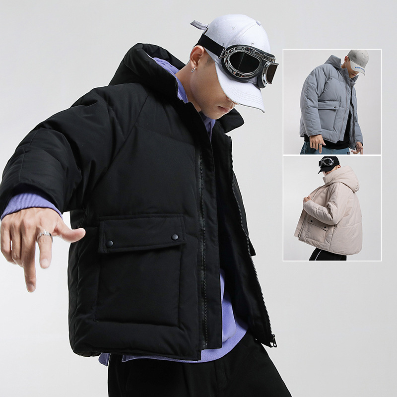 Streetwear Winter Jacket Men Cargo Parkas Thicken Hooded SlimFit Korean Solid Casual Coats Fashion Male Warm Cotton Clothes 201217