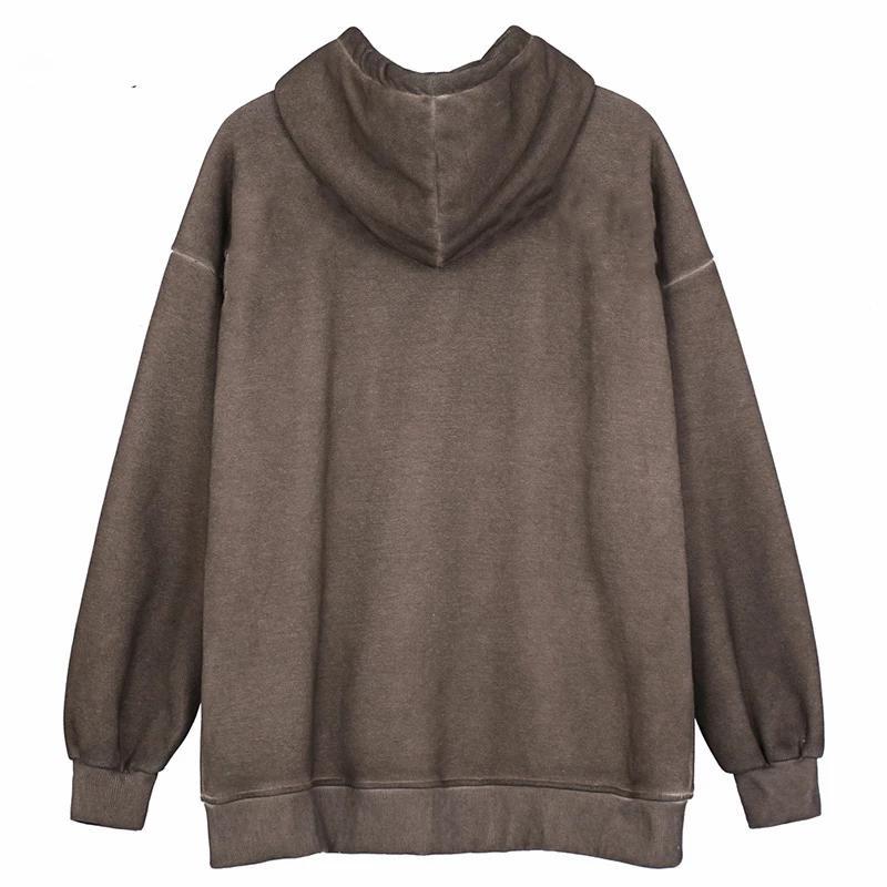 Men's Jackets Autumn Clothes Angel Fairy Grunge Dark Print Coat Brown Y2k Gothic Oversized Hoodies Loose Zipper Long Sleeve Jacket M-Xxl