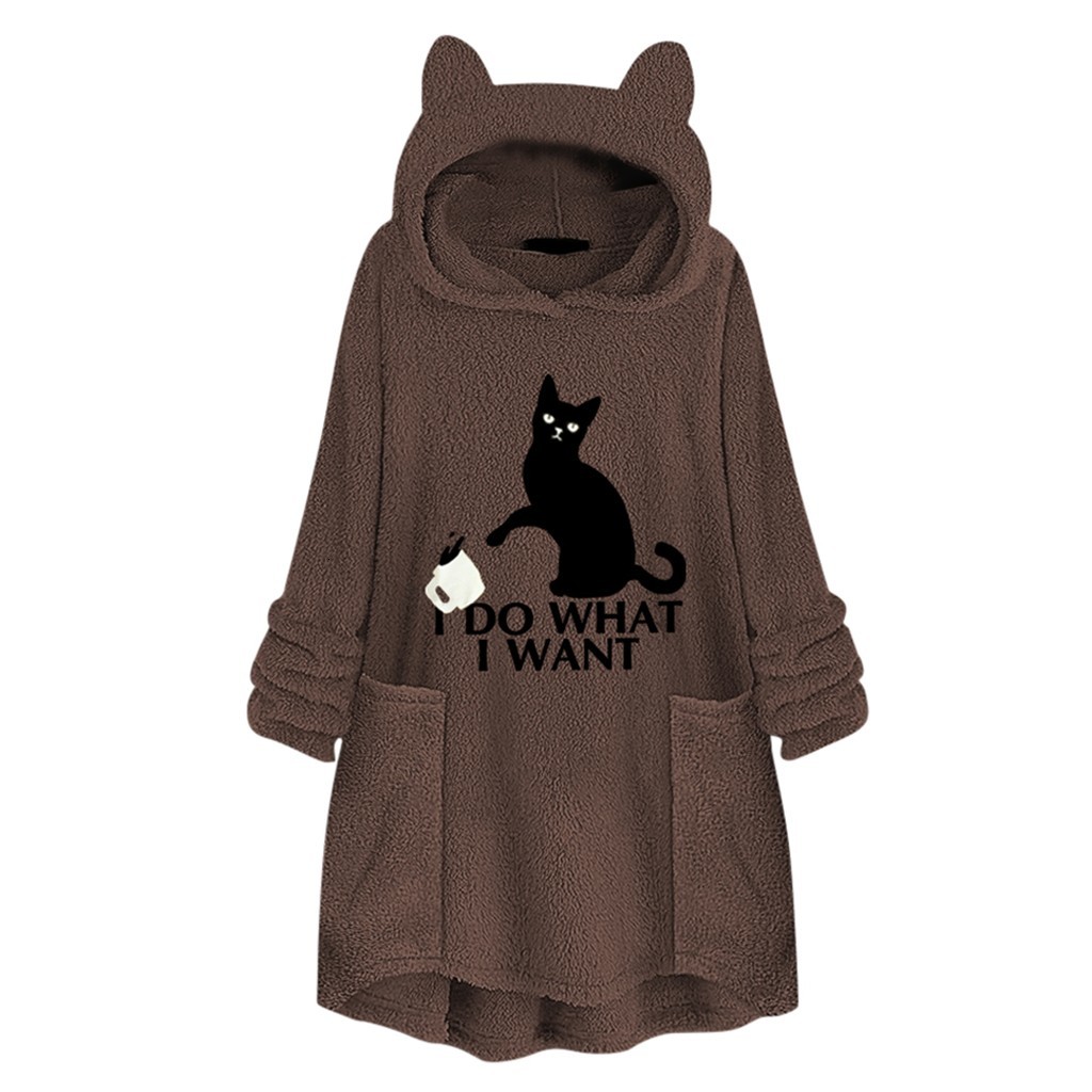 2021 New Print Hoodies Sweatshirt Women Fleece Warm Embroidery Pocket Pullovers Cat Ear Plus Size Hoodie Top I7gd, Brown
2021 New Print Hoodies Sweatshirt Women Fleece Warm Embroidery Pocket Pullovers Cat Ear Plus Size Hoodie Top I7gd, Brown