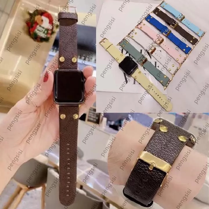 

Top designer Watchbands For Apple Watch strap Band 38mm 40mm 41mm 42MM 44mm 45MM iwatch 2 3 4 5 6 7 bands Leather Straps Bracelet Fashion Wristband Stripes watchband