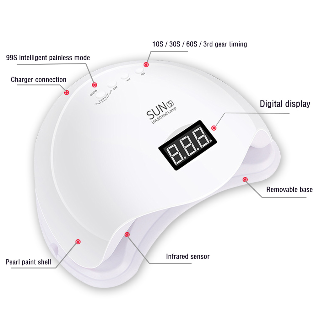 SUN5 48W LED Nail Lamp Sensor Nails Dryer Manicure Quick Dry Gel Polish for Curing Lamps Equipment