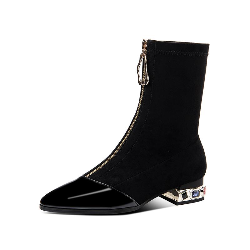 Concise Pointed Toe Mid-Calf Boots New Arrival Cow Suede Leather Thick Heels Pumps Winter Party Working Shoes Woman, Black
Concise Pointed Toe Mid-Calf Boots New Arrival Cow Suede Leather Thick Heels Pumps Winter Party Working Shoes Woman, Black