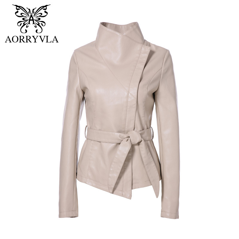 AORRYVLA New Spring Women Leather Jacket Red color Turn-Down Collar Short Length Slim Style Fashion Faux Leather Jacket 2020 LJ201127