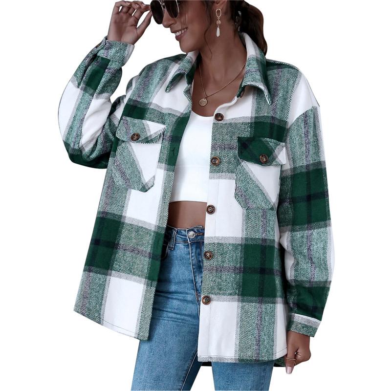 90s Vintage Stylish Pockets Oversized Green Plaid Jacket Coat Women Fashion Lapel Collar Long Sleeve Loose Outerwear Chic Tops, As pic
90s Vintage Stylish Pockets Oversized Green Plaid Jacket Coat Women Fashion Lapel Collar Long Sleeve Loose Outerwear Chic Tops, As pic