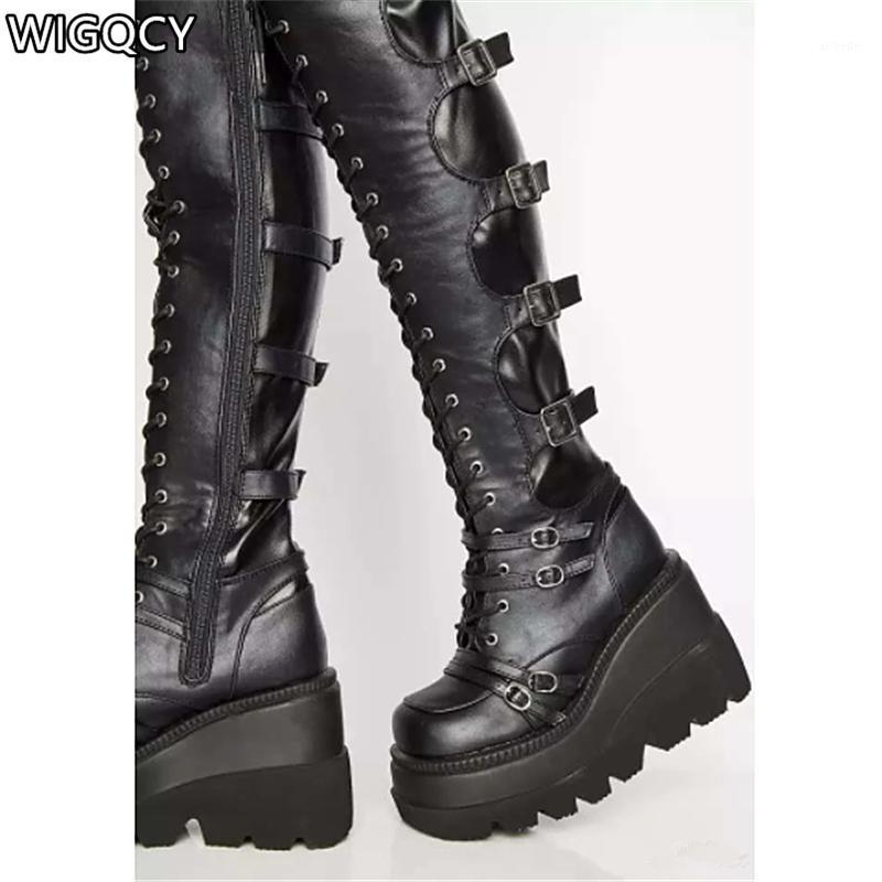 2020 Women Designer Platform Thigh High Boots Fashion Buckle High Heel Punk Boots Women Cosplay Wedge1, Black knee high
2020 Women Designer Platform Thigh High Boots Fashion Buckle High Heel Punk Boots Women Cosplay Wedge1, Black knee high