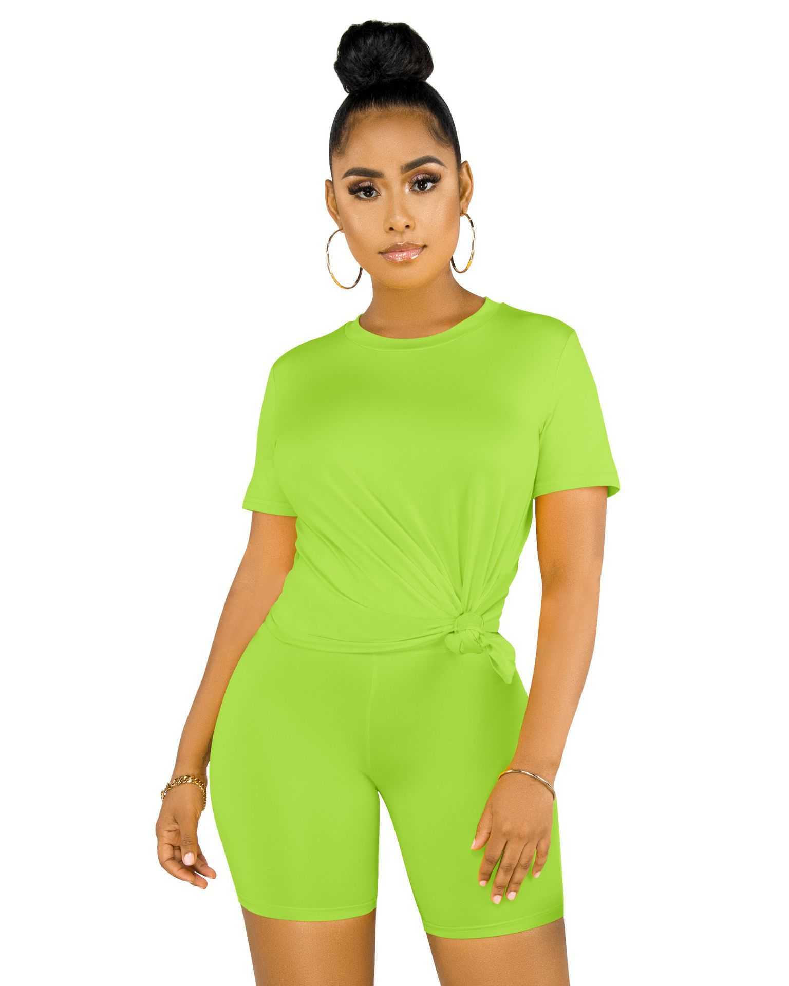 tracksuits Fashion casual suit round neck short sleeve suit women sports jogging suits 2 piece set S-5XL