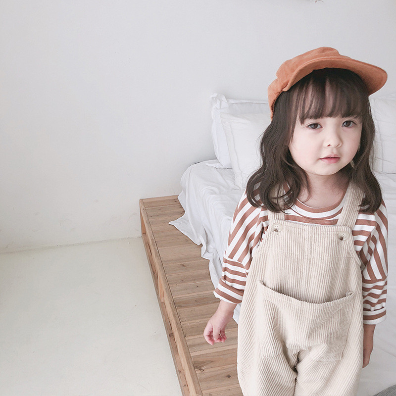 baby girls corduroy loose overalls Spring Korean style cute clothes kids casual all-match suspender trousers bib pants G051 201128