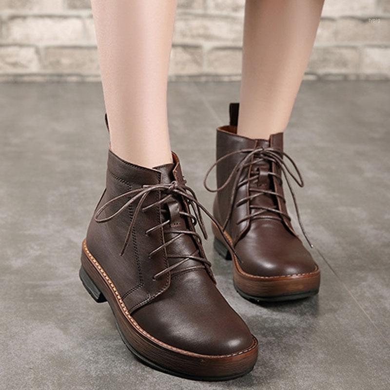Round head leather women's shoes retro handmade flat with suede leather lace boots non-slip national wind boots1
Round head leather women's shoes retro handmade flat with suede leather lace boots non-slip national wind boots1