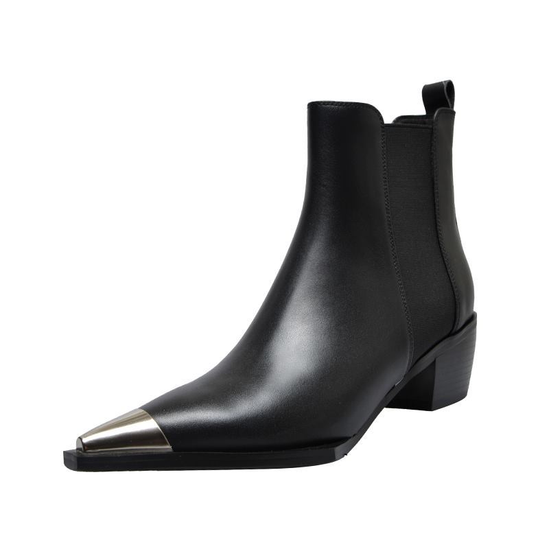 MORAZORA Natural Genuine leather boots women metal pointed toe ladies ankle boots for women square heels spring autumn shoes 201020