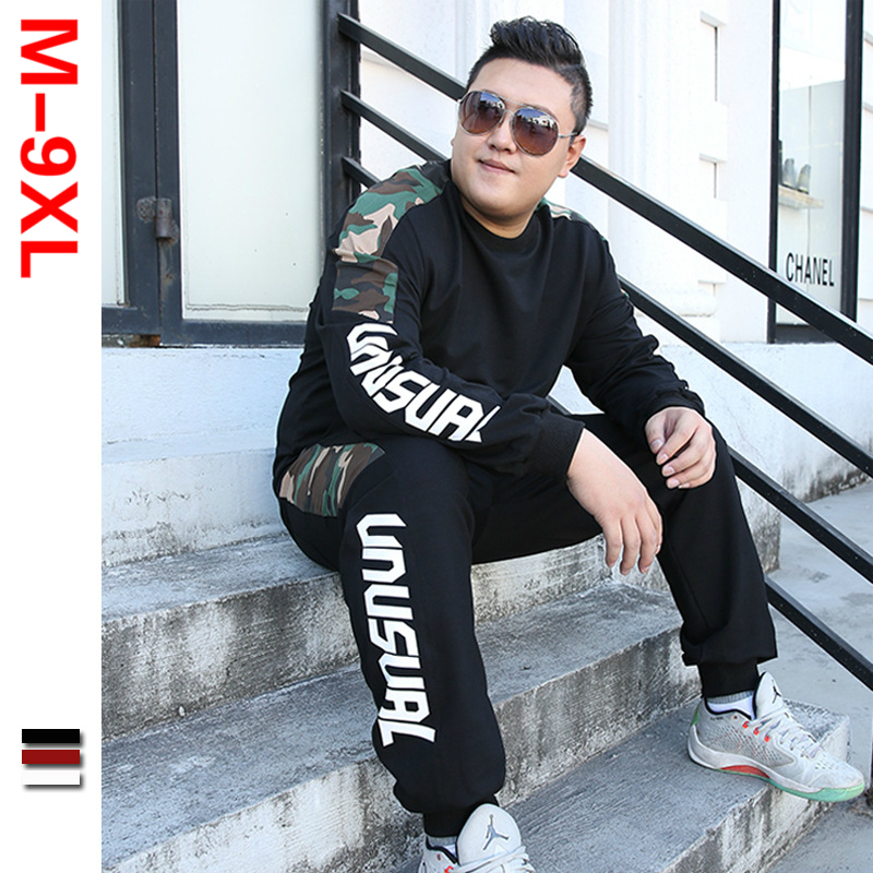 Plus Size 7XL 8XL 9XL Tracksuit Set Men Clothes Fashion Fat Sportwear Women Man Jacket+Pants 2 Piece Sets Sweat Suit Sweatshirts 201123