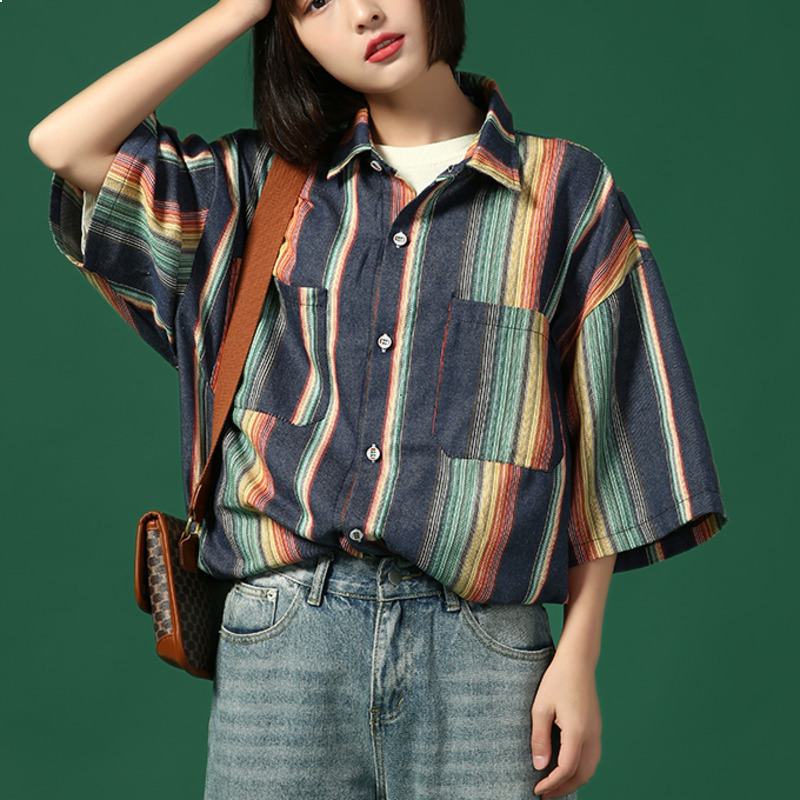 2021 New Autumn Cotton Half-mango Shires Contrast Rainbow-striped Short Sleeve New Female Shirt 3n4k, 310khaki
2021 New Autumn Cotton Half-mango Shires Contrast Rainbow-striped Short Sleeve New Female Shirt 3n4k, 310khaki