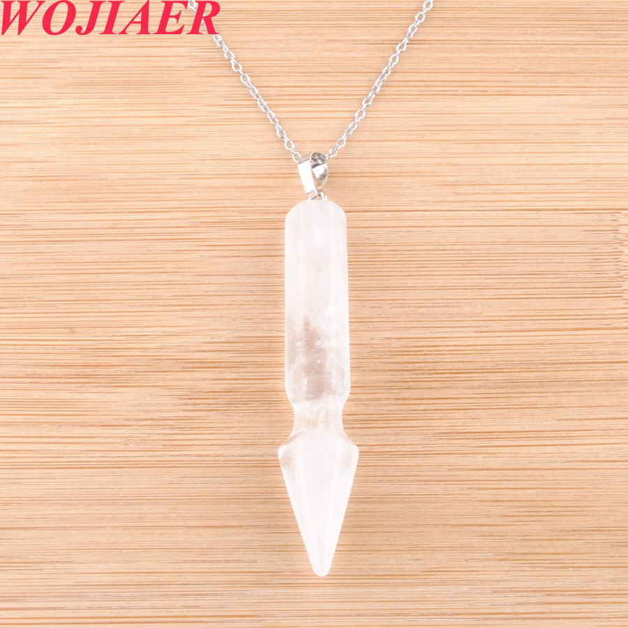 WOJIAER Natural Stone Hexagonal Column Pendant Necklace for Healing Point Women Jewelry Crystal Bullet Tiger's Eye DBO909
