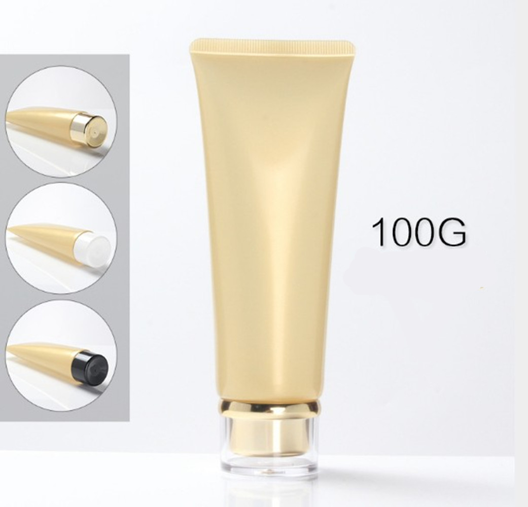 100ML shiny gold Empty Soft Tube For Cosmetic Packaging Lotion Cream Plastic Bottle Skin Care Cream squeeze Containers Tube