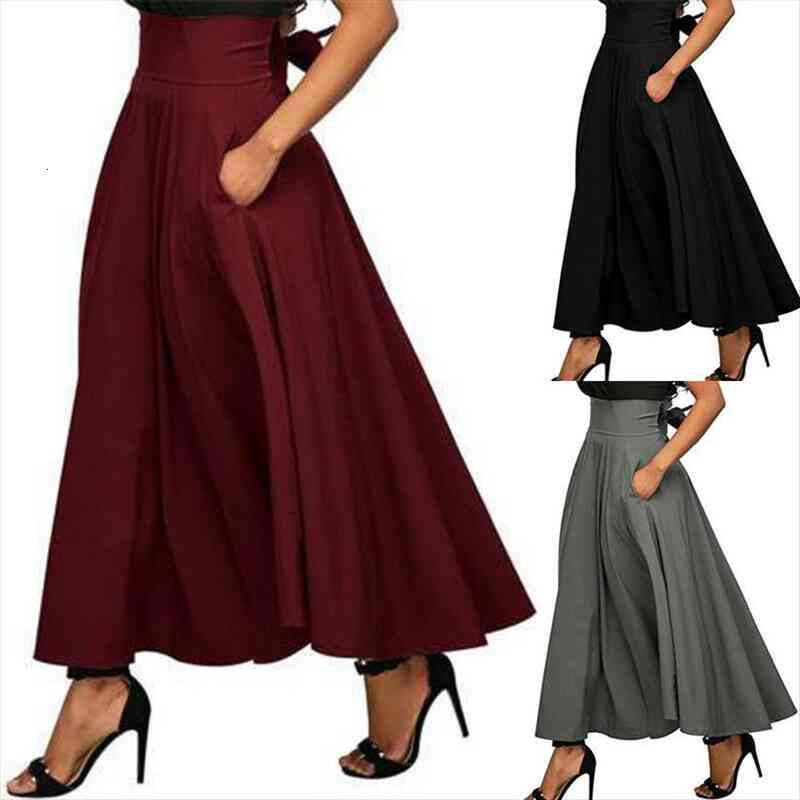 women high waist flared pleated long skirts female pockets 5 sizes loose oversized maxi skirt, Black
women high waist flared pleated long skirts female pockets 5 sizes loose oversized maxi skirt, Black