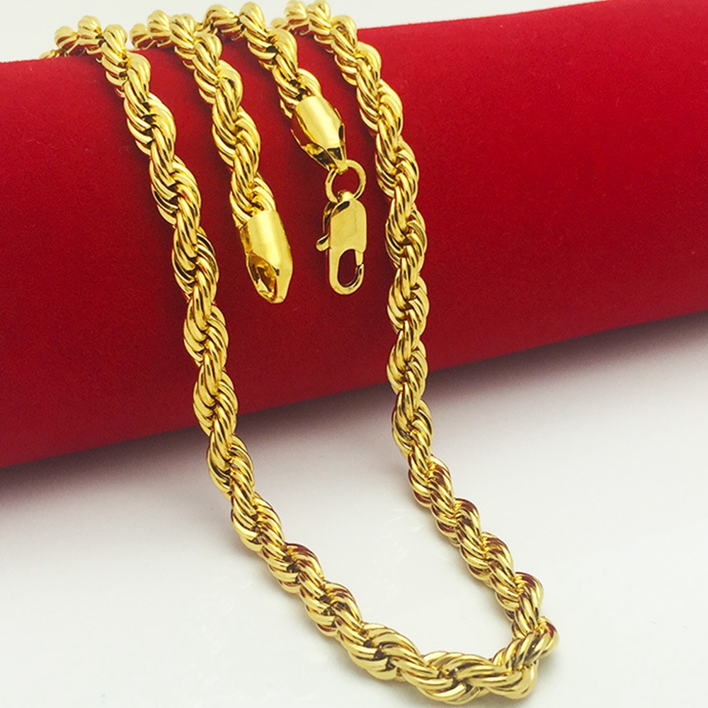 Rope Chain Necklace 18k Yellow Gold Filled ed Knot Chain 3mm5mm7mm Wide