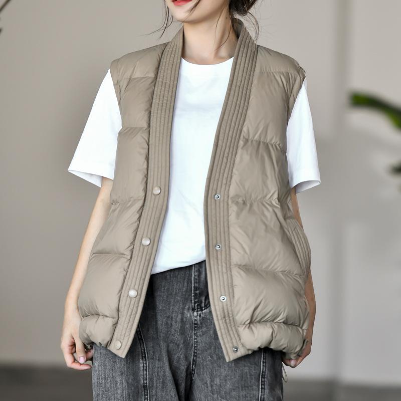 Winter V-neck lightweight Down Vest Women white duck down lightweight Vest Women High-quality Fashion simple jacket, Black
Winter V-neck lightweight Down Vest Women white duck down lightweight Vest Women High-quality Fashion simple jacket, Black