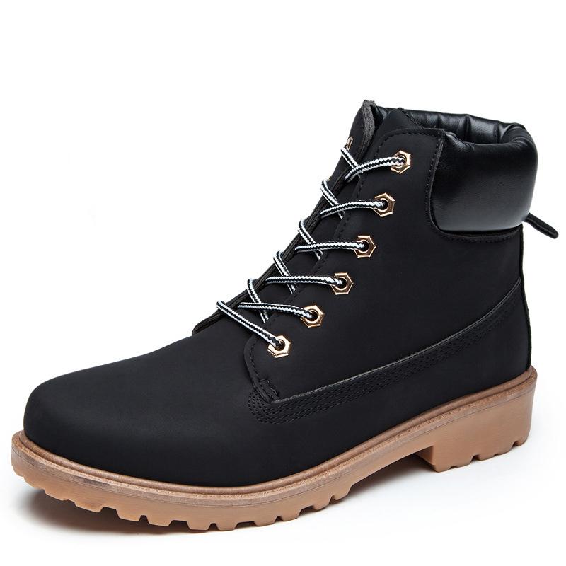 Black Wearproof PU Leather Boots Lace-Up Warm Boots Classic Retro Velvet Thick Bottom Ankle Work Shoes Large-Size
Black Wearproof PU Leather Boots Lace-Up Warm Boots Classic Retro Velvet Thick Bottom Ankle Work Shoes Large-Size